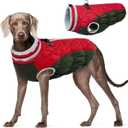 FUAMEY Dog Coat for Large Dogs,Waterproof Dog Winter Jacket with Harness Built in Puppy Cold Weather Coats Reflective Pet Vest with Zipper Warm Fleece Dogs Snowsuit Windproof Christmas L (L(chest:24in))