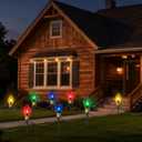 Jumbo Christmas Pathway Lights Outdoor, 7FT 4Pcs Multicolor LED Connectable Plug in Walkway Lights for Driveway, Yard, Fence Decor, Green Wire, Waterproof & UL Listed