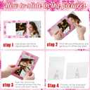 Qunclay 50 Pcs Christmas Picture Frame Ornaments 4x6 Paper Photo Frames Bulk with Stand Cardboard Tabletop Picture Frames Ornament for DIY Crafts Xmas Tree Hanging Decor (Pink,Snowflake Style)