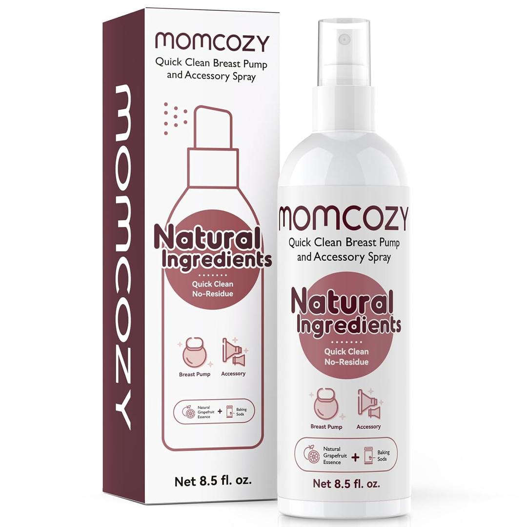 Momcozy Portable Breast Pump Cleaning Spray, Effective Milk Fat Removal & Residue-Free, Natural Grapefruit Scent, Pump Spray for Breast Pump or Accessories, and Other Baby Products, 8.5 Fl Oz