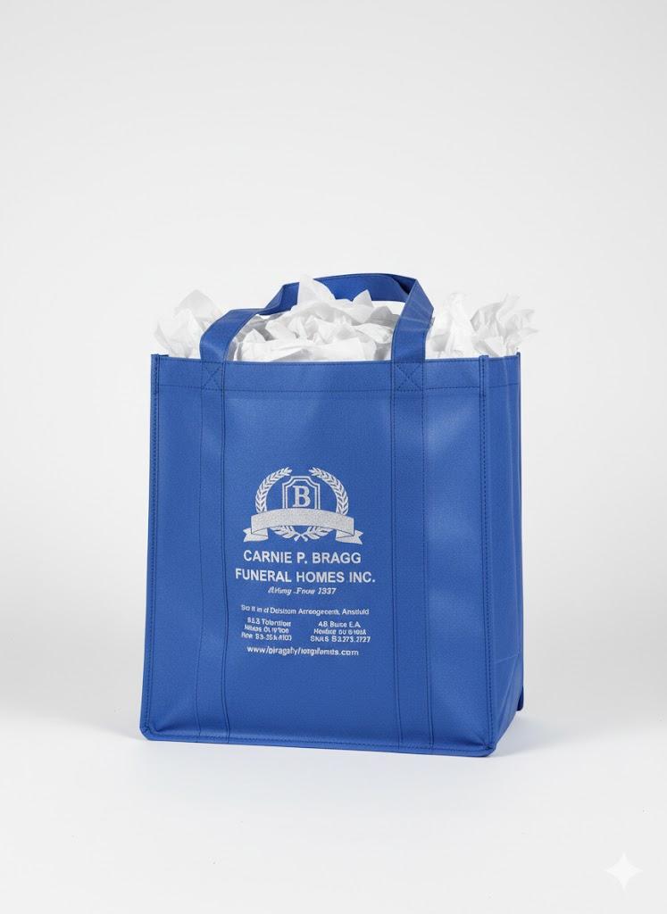 Medium blue tote bag, sturdy, silver logo, 4pcs