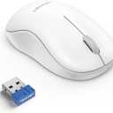 TECKNET Wireless Mouse for Laptop, 2.4G Silent Mouse Quiet Click, Small Portable Computer Mouse, 5 DPI Levels, Cordless Mice for PC, Chromebook, Mac - White