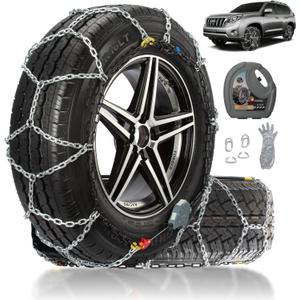 Auto Fixing Snow Chains for Pickup Trucks & SUVs Off-road, Heavy Duty Quick Fit & Easy Installation Snow Tire Chains, Portable Reusable Emergency Tire Traction Chain, Set of 2 (HPK-2330)