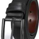 Mens Casual Leather Jeans Belts 1 1/2 Wide 4MM Thick Alloy Prong Buckle Work Dress Belt for Men (54-56)