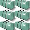 6 Pack Heavy Duty Extra Large Moving Bags W/Backpack Straps - Strong Handles & Zippers, Storage Totes For Space Saving, Fold Flat, Alternative to Box and Bin (40 gal, Teal)