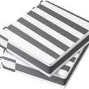 AAAAAcessories Outdoor Seat Cushions for Chairs, Waterproof, Fade-Resistant, 20" x 20" x 3", Patio Furniture Replacement Cushions, Set of 2, Gray Cabana Stripe