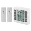 Fridge Thermometer, Digital Refrigerator Freezer Thermometer Monitor with 2 Sensors with Audible Alarm, for Indoor and Outdoor Use, Easy to Read LCD Display