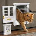 Purrfect Portal Exterior and Interior Cat Door, 4-Way Locking Magnetic Cat Flap for Solid & Hollow Core Doors, Outdoor Pet Door for Cats & Small Dogs, Easy Install Secure Exterior Cat Door