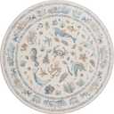 Beachy Coastal Washable Nursery Rug (Blue Multi, 5' Round)