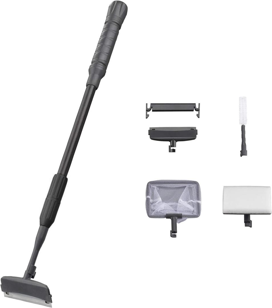 Carefree Fish 4IN1 Aquarium Cleaning Tools Long Handle Adjustable Length 18~24 Inch Fish Tank Cleaner Kit Alage Scraper Scrubber Brushes Set