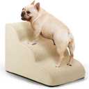 Dog Ramp and Stairs for Small Dogs & Cats,3-Step Pet Stairs for Couch Sofa and Chair,Indoor Anti-Slip Dog Stairs for Old Cats and Puppy,Beige