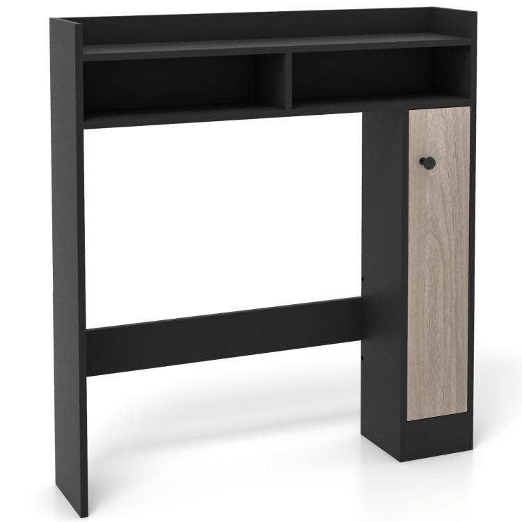 Over the Toilet Bathroom Cabinet Floor Storage Organizer with Adjustable Shelves Black