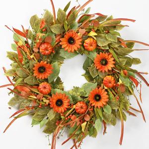 Waipfaru 22in Fall Wreaths for Front Door, Autumn Pumpkin Wreath with Sunflower& Pumpkins, Fall Door Wreath for Thanksgiving Decorations, Farmhouse Decor Indoor and Outdoor