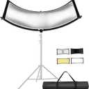 Clamshell Light Reflector Diffuser with Carrying Bag, 70"x24"/180x60cm Photography Arclight Curved Lighting Reflector for Photo Video Studio Outdoor Shooting, Black/White/Gold/Silver (70"x24")