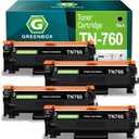 GREENBOX TN760 TN730 Toner Cartridges Black High Yield Replacement for Brother TN-760 TN-730 Toner for MFC-L2710DW HL-L2350DW HL-L2370DW HL-L2395DW MFC-L2750DW DCP-L2550DW HL-L2390DW Printer, 4 Pack