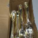 Goodluck 100 PCS Gold Plastic Silverware, Heavy Duty Plastic Cutlery Includes 50 Forks and 50 Spoons, Elegant Disposable Utensils, Durable Flatware for Parties, Weddings Catering and Dinners