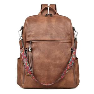 FADEON Leather Backpack Purse for Women Designer Travel Backpack Purses PU Fashion Ladies Shoulder Bag with Tassel Brown