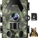 Trail Camera, 5K 60MP Game Camera with No Glow Night Vision, 150Wide-Angle, 0.05s Trigger Speed Motion Activated IP66 Waterproof for Wildlife Scouting, Home Security, Green