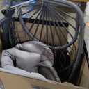 HWB Hanging Egg Chair with Stand, Patio Wicker Egg Swing Chair with Cushion for Bedroom Garden Indoor Outdoor (Grey)