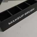 Suli Large Makeup Brush Holder Organizer, Wooden Cosmetic Brushes Storage with 4 Slots, Eyeliners Display Case for Vanity Desktop Bathroom Countertop -Black