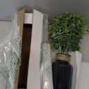 Der Rose 14.5" Fake Plants for Black Bathroom Decor Artificial Eucalyptus Stems in Black Glass Vase with Faux Water for Office Desk Accessories Home Wedding Decor