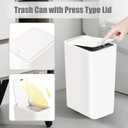 TIPGO Bathroom Trash Can with Lid, 10 Liter/ 2.6 Gallon Slim Garbage Can, Small Trash Bin Waste Basket with Pop-Up Lid for Kitchen, Bedroom, Living Room, Office (White)