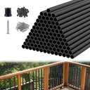 Black Aluminum Deck Balusters 32in x 3/4in, 100 Pack Spindles with Connectors & Screws, Powder-Coated Metal Baluster Replacement Kit for Deck Railing, No-Drill Easy Install