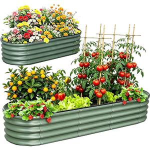 NestNature 17" Tall Galvanized Garden Bed,10-in-2 Modular Raised Garden Bed
2Pack Metal Planter Box for Vegetables Fruits Flowers Herbs, 8x2|2X2FT Rust Resistant Outdoor Garden Bed for Patio Backyard