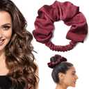 BLINKEEN Heatless Curling Scrunchie, Heatless Hair Curler to Sleep In, No Heat Curls for Long Hair, Soft Sleep Hair Roller (Red)