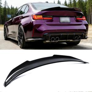 Rear Spoiler Compatible with BMW G20 3 Series & G80 M3 2019-2025, PSM Style Carbon Fiber Pattern Trunk Exterior Duckbill High Kick Tail Deck Lid Wing Lip Splitter 320i 330i 330e M340i M3