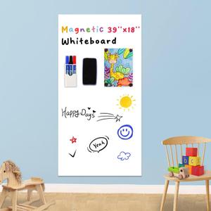 Magnetic Whiteboard Contact Paper 39" x 18, YOUNGJQ Adhesive Magnetic Dry Erase White Board Sticker for Wall, Peel and Stick Wallpaper, Easy to Write and Clean for Kids Playroom Office