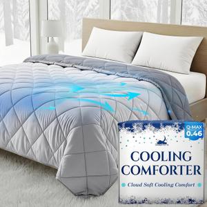 Cooling Comforter - BreezeWeave Cooling Blanket Twin Size for Hot Sleepers & Deep Rest - Cloud Soft, Breathable, Ultra Durable, Easy Care, Reversible - 68 x 90 in (Light Grey & Dark Grey)