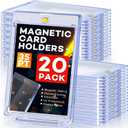 20ct Magnetic Card Holders, 35pt One Touch Card Holder, U-V Protection Hard Plastic Case for Trading Cards, Display Case for Sports, Baseball, Football, Game Cards (20 Pack)