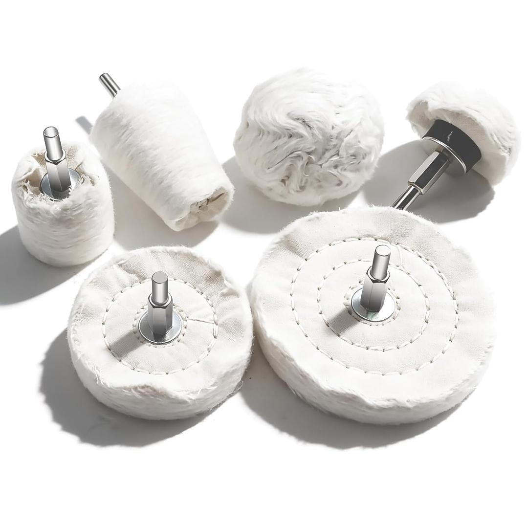 6 pcs Buffing Wheel for Drill,Buffing Pad Polishing Wheel Kits,Wheel Shaped Polishing Tool for Metal Aluminum,Stainless Steel,Chrome,Jewelry,Wood,Plastic,Ceramic,Glass,etc