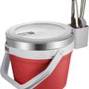 COKTIK 7L Vacuum Insulated Ice Bucket with Lid and Scoop& Tongs，Large capacity Stainless Steel Beverage Bucket for Cocktail, Champagne, Wine, Beer，Large Parties（Red Suit）