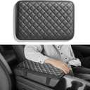 HighnessHwoo Car Armrest Covers, Vehicle Center Console Cover, Middle Storage Organizer Pads, Dog & Cat Paws Protetor, Nappa Leather, Waterproof, Anti-Slip, Auto Interior Accessories, Black, Size S