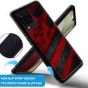 DJSOK Compatible with Samsung Galaxy A12 4G CaseDesign Pattern Back Bumper Anti Scratch Reinforced Corners Soft TPU Caver,Cases for Men Women-Black red Wood Grain American Flag