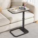 Kitstorack TV Tray Table, Adjustable Height & 90° Flip-Over Panel Design, Sofa Arm End Side Table for Eating Laptop Couch Bed Dinner or Small Spaces, Gray