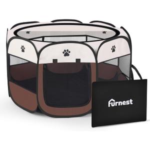 Pop-up Playpen for Puppy, Portable and Foldable Exercise Kennel Tent Crate Indoor/Outdoor Travel Camping, Removable Zipper Top