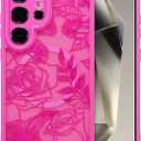XIZYO Magnetic Case for Samsung Galaxy S24 Ultra Floral Rose Cute Phone Case [Compatible with Magsafe] for Women Girls Aesthetic Pattern Slim TPU Shockproof Bumper Cover, Hot Pink