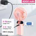 Portable Handheld Fan, 4000mAh Battery Operated Hand Fan with LED Display, 90Foldable Hand Held Fan with Base, USB Rechargeable Fan for Outdoor Indoor, Personal Mini Travel Fan for Women