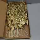 24 Pack Artificial Glitter Berry Stem Ornaments - 17.5 Inch Fake Christmas Picks Decorations with Poinsettia Flowers, Bead Sticks for DIY Christmas Tree, Wreath, Wedding & Small Vase Decor