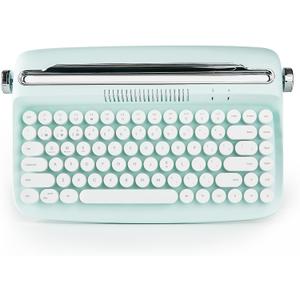 YUNZII ACTTO B303 Wireless Typewriter Keyboard, Bluetooth Connection, Cute Retro Aesthetic Design with Integrated Stand for Tablet, Phone, PC and Win/Mac/Android (B303, Sweet Mint)