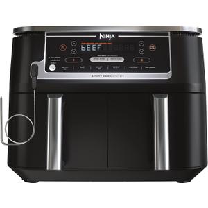 Ninja DZ550 Foodi 10 QT 6-in-1 DualZone Smart XL Air Fryer with 2 Independent Baskets, Smart Cook Thermometer for Perfect Doneness, Match Cook & Smart Finish to Roast, Dehydrate & More, Grey, 10 Quart