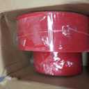 PULOTE 100PCS Red Plastic Plates Disposable Heavy Duty - Include 50 Dinner / 50 Dessert Plates for Party & Christmas