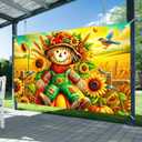 Fall Thanksgiving Banner Autumn Scarecrow Sunflower Party Backdrop Banner 71x43 Inchs Fall Thanksgiving Farmhouse Photography Backdrop Decorations Autumn Theme Party Supplies