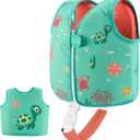 Kids Swim Vest Neoprene Swimming Aid with Adjustable Safety Strap for Age 1-3 and 3-6 (Turtle, 3-6)