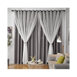 Star Curtains Blackout Curtains for Bedroom Kids Room Curtains Nursery Curtains Double Layer Curtains Kids Curtains for Boys, Blackout Curtains 108 Inches Long, Grey Curtains, 52 X 108 Inches