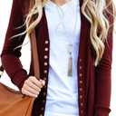 NENONA Women's Long Sleeve Lightweight Summer Cardigans Open Front Button Down Basic Soft Fall Fashion Outwear (Medium, Burgundy)