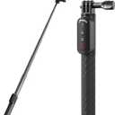 Remote Control Selfie Stick Rechargeable Waterproof 100CM Stretchable Compatible with Insta360/Gopro Action Camera and iOS Android Smartphone (Three-Prong)